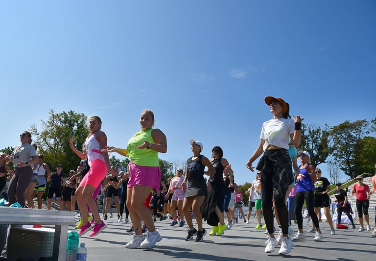 Zumba fitness class energetic group workout